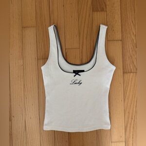 White fox boutique ribbed beige tank top